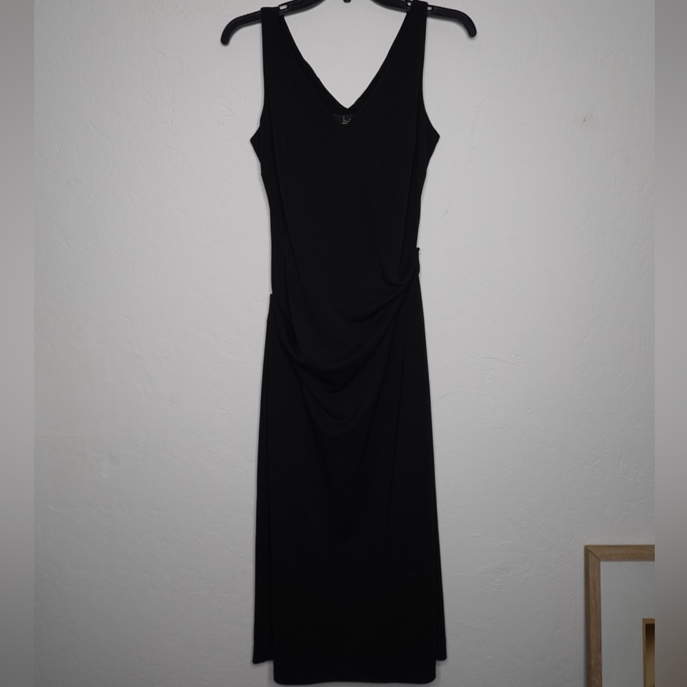 Nicole Miller Collection Black Draped V-Neck Dress –‎ Size 6